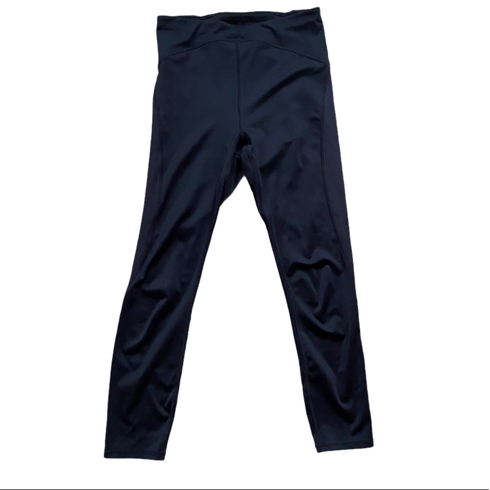 Fabletics Black Mid Rise Leggings with Mesh Backs